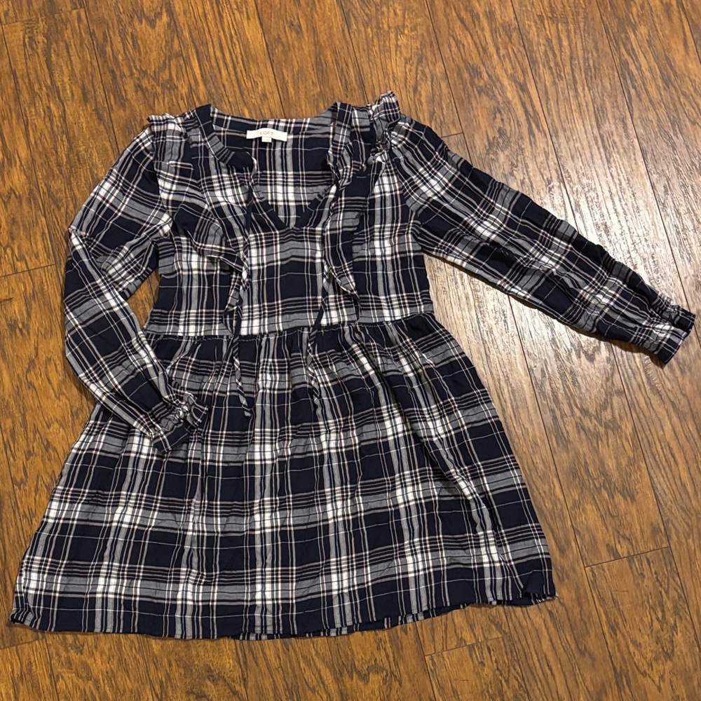 LIKE NEW: Loft Flowy Plaid Dress